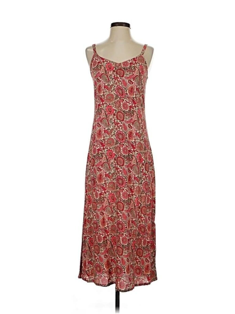 Share * Vintage Old Navy Pink Paisley Sweetheart Neckline Midi Slip Dress Size 2